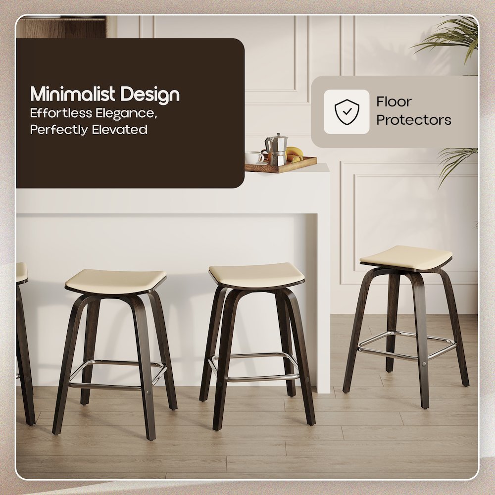 Wooden Counter Stool in Taupe