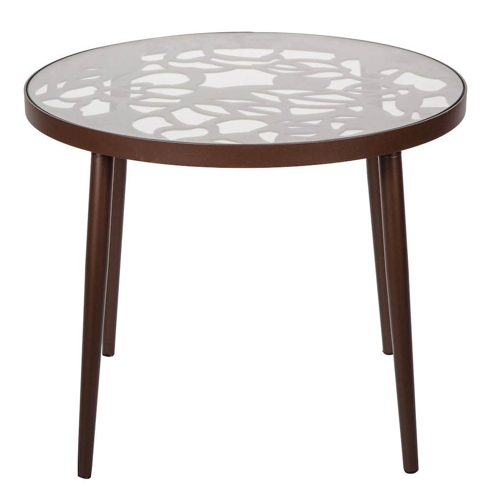 Devon Tree Design Glass Top Aluminum Base Indoor Outdoor End Table