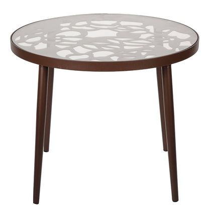 Devon Tree Design Glass Top Aluminum Base Indoor Outdoor End Table