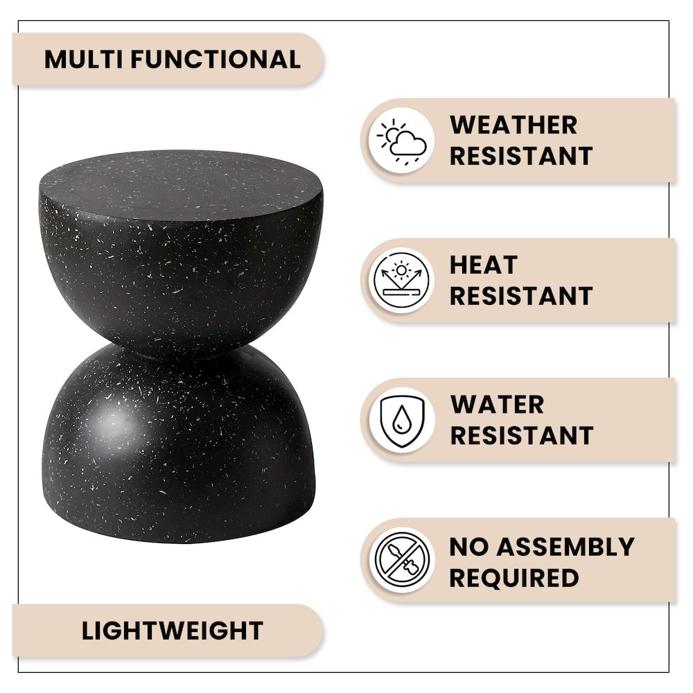 Sage Collection Fiberglass Outdoor Side Table in Black