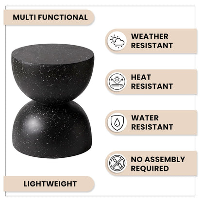 Sage Collection Fiberglass Outdoor Side Table in Black