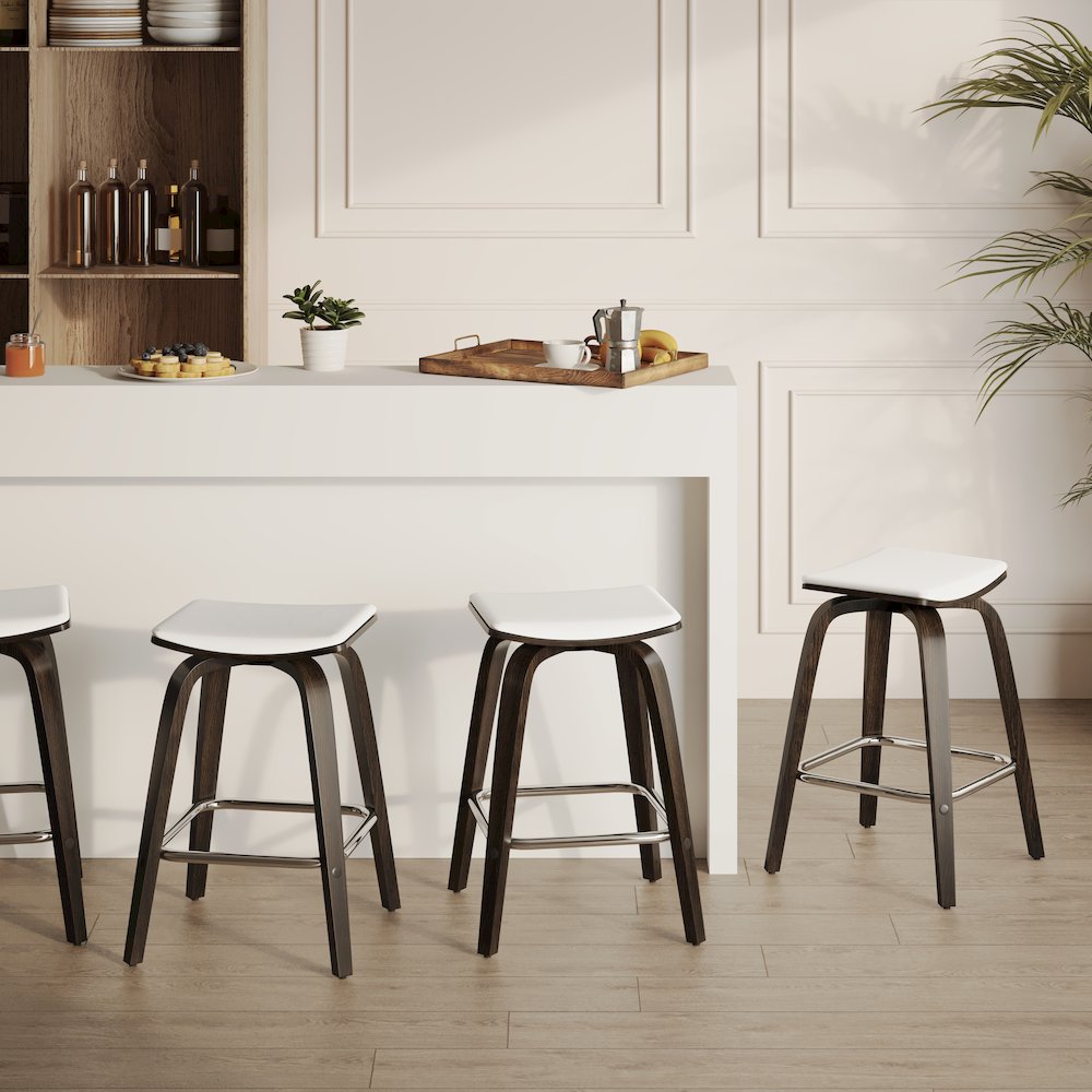 Wooden Counter Stool in White
