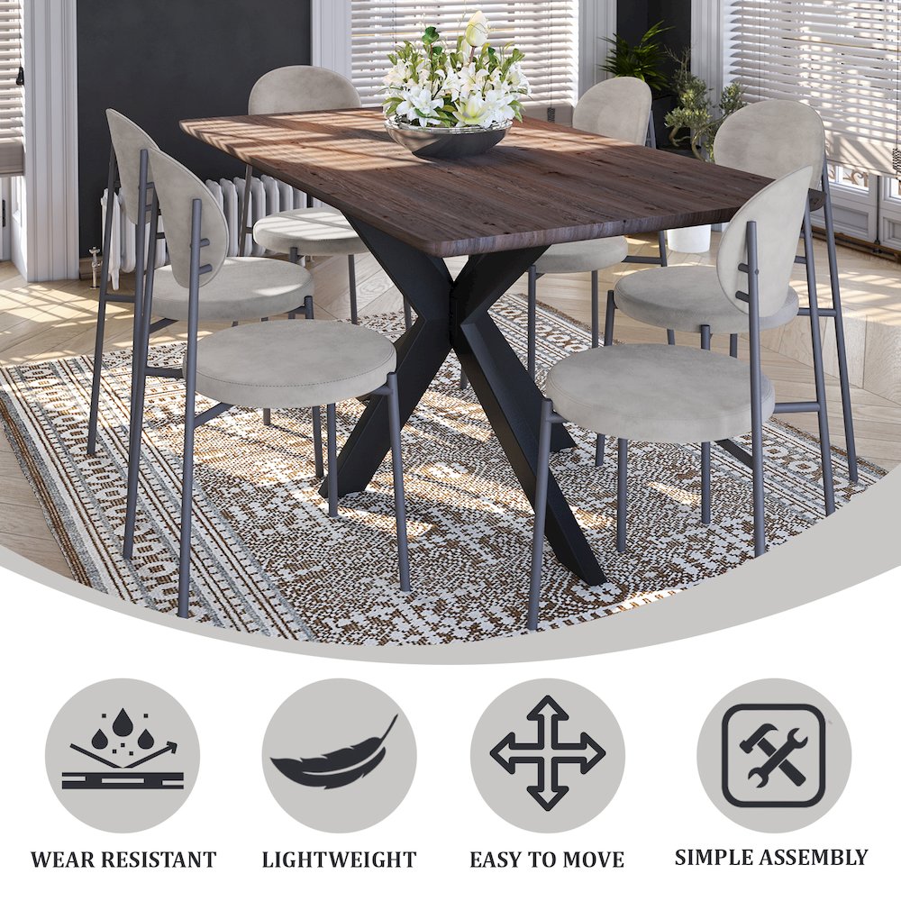 Euston Modern Velvet Dining Chair with Grey Steel Frame