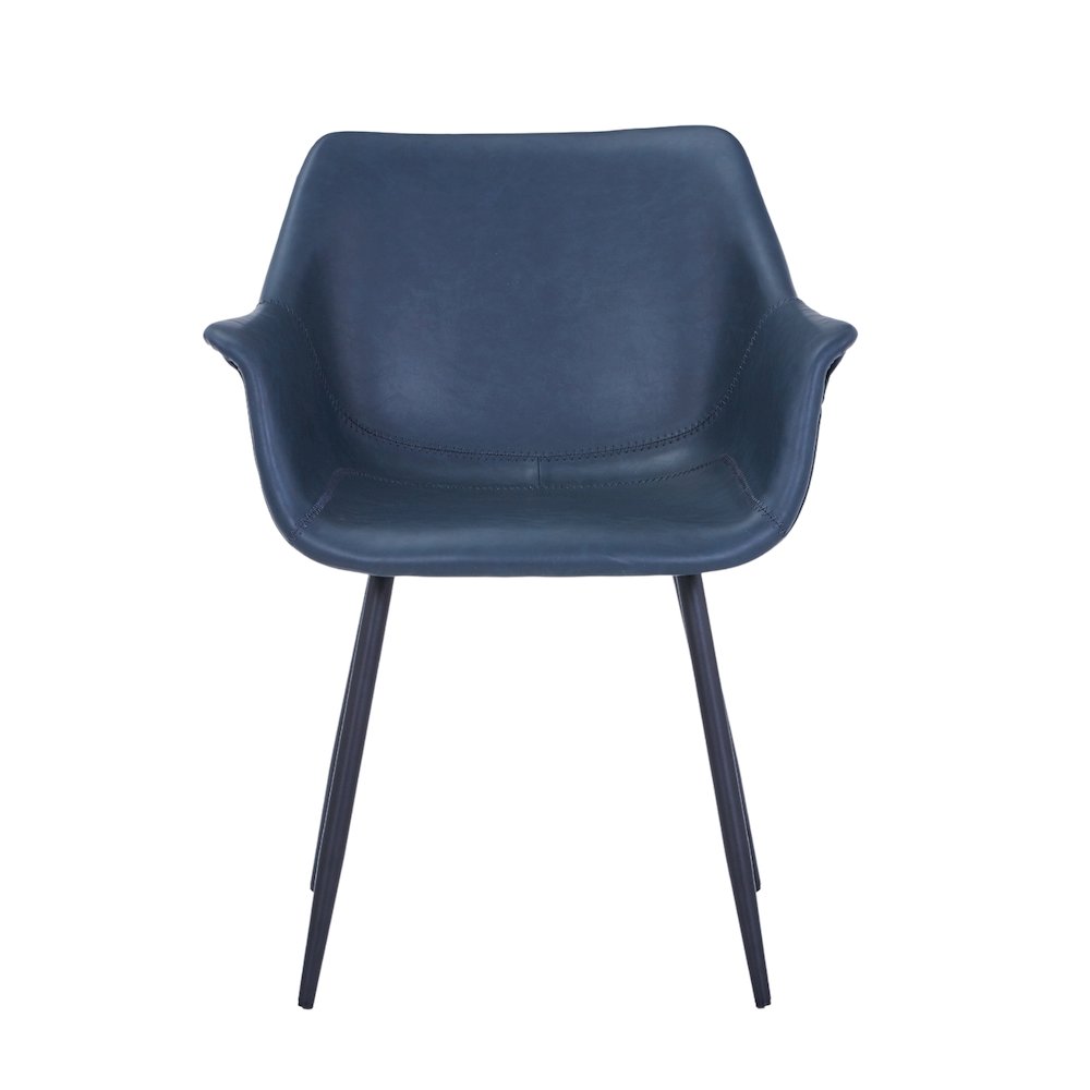 Markley Modern Leather Dining Arm Chair With Metal Legs