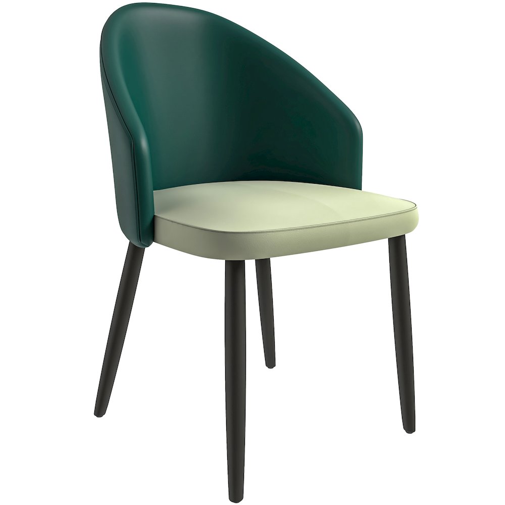 Paradiso Collection Modern Dining Seat in Green, with Light Grey Fabric Seat
