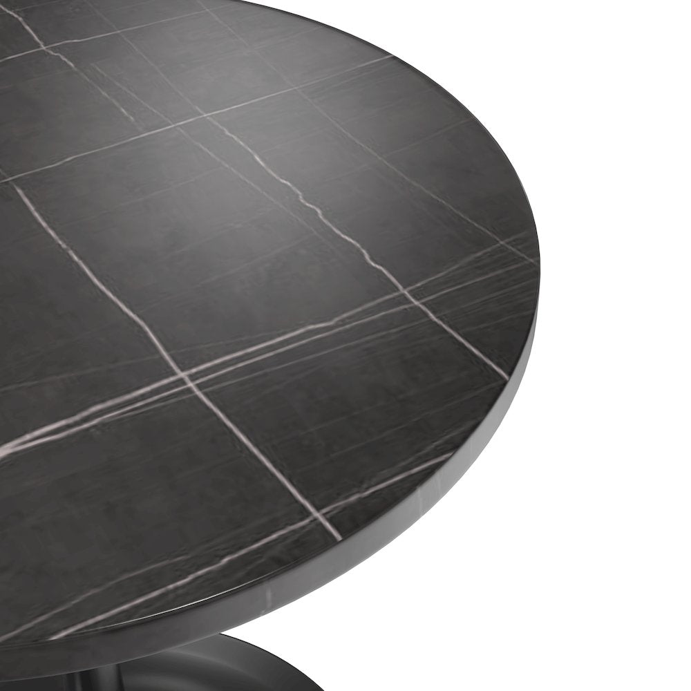 Verve Collection 27 Round Dining Table, Black Base with Sintered Stone Black Top