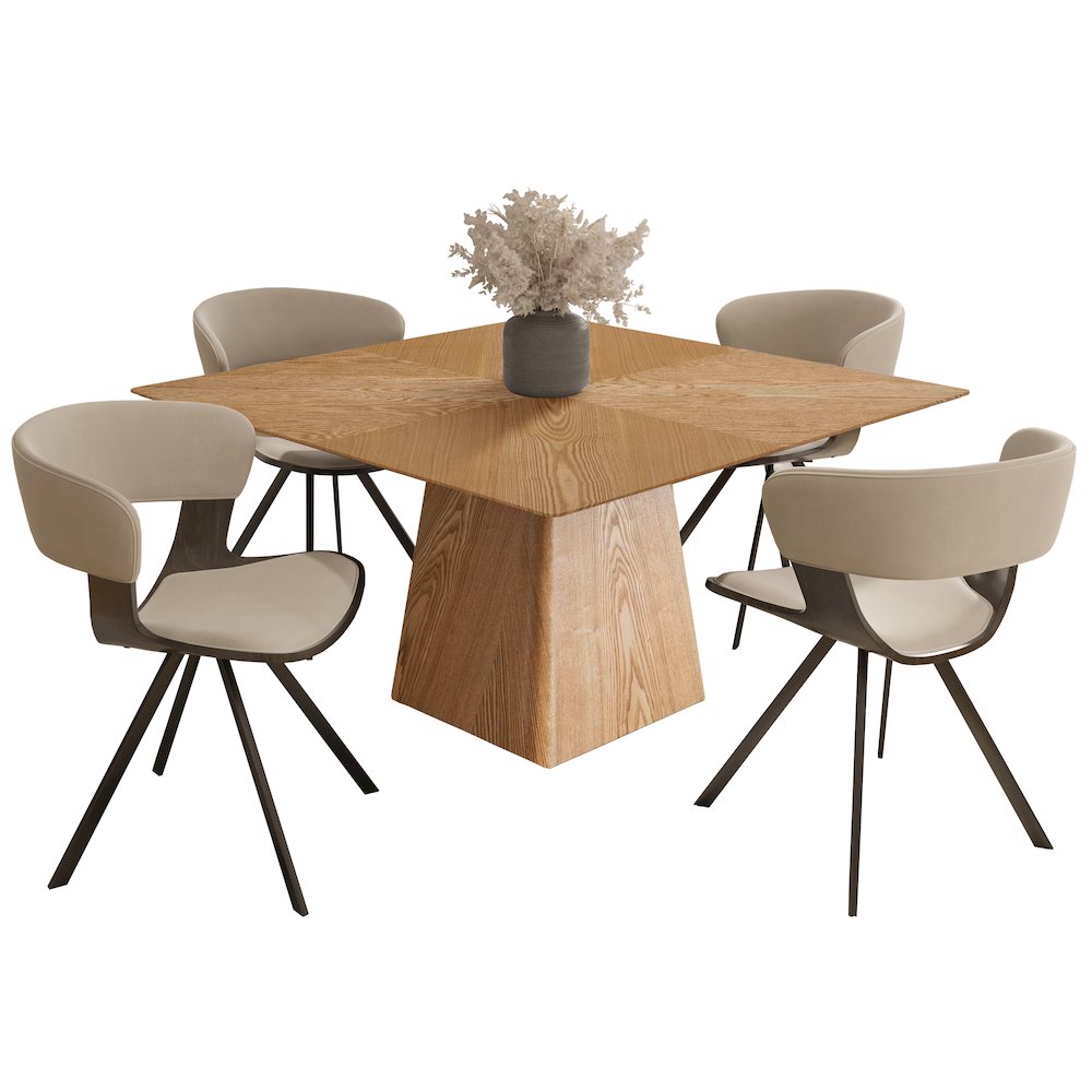 5-Piece Dining Set in Dark Walnut/Light Taupe