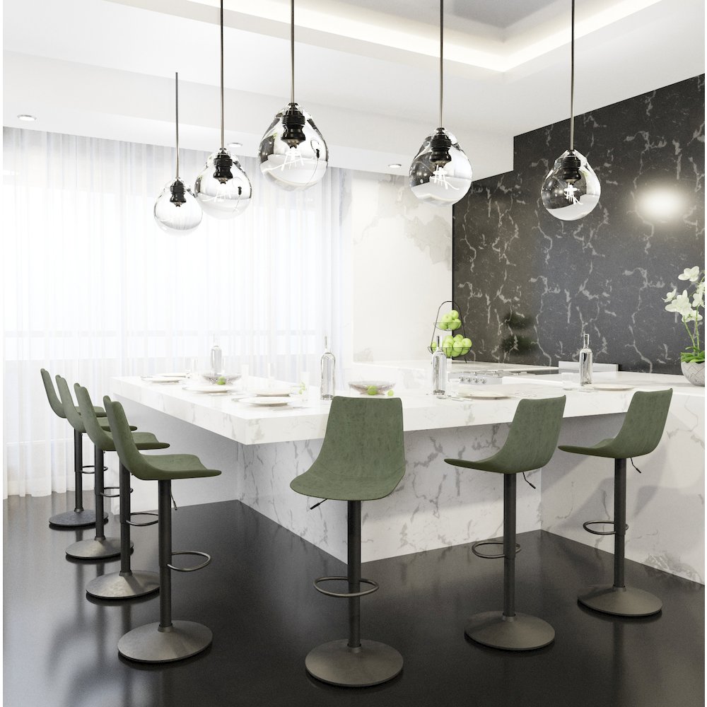 Tilbury Modern Adjustable Bar Stool in Olive Green