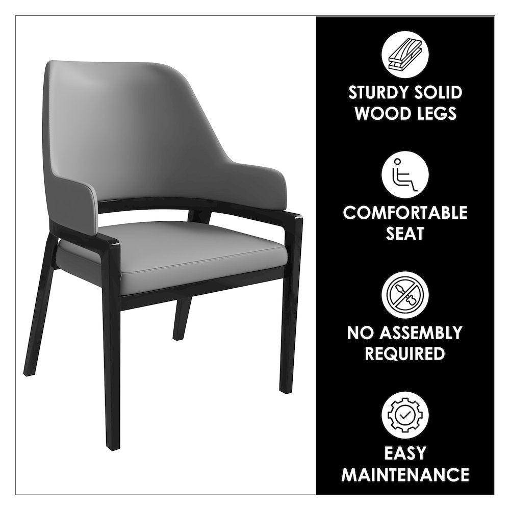Ethora Collection Modern Wooden Dining Chair in Grey