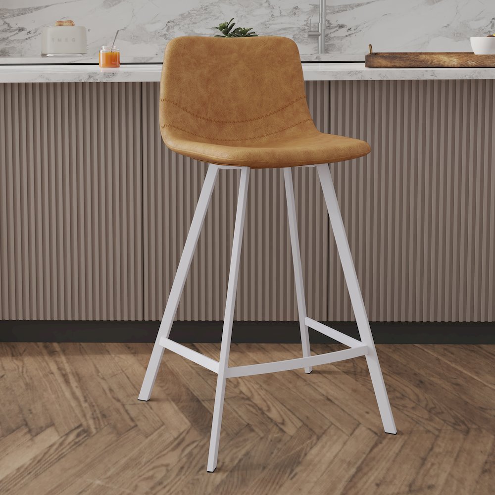 Elland - Counter stool -Light Brown-White base