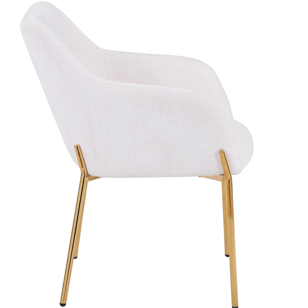 Zaire Collection Modern Dining Chair, Gold Legs and White Boucle