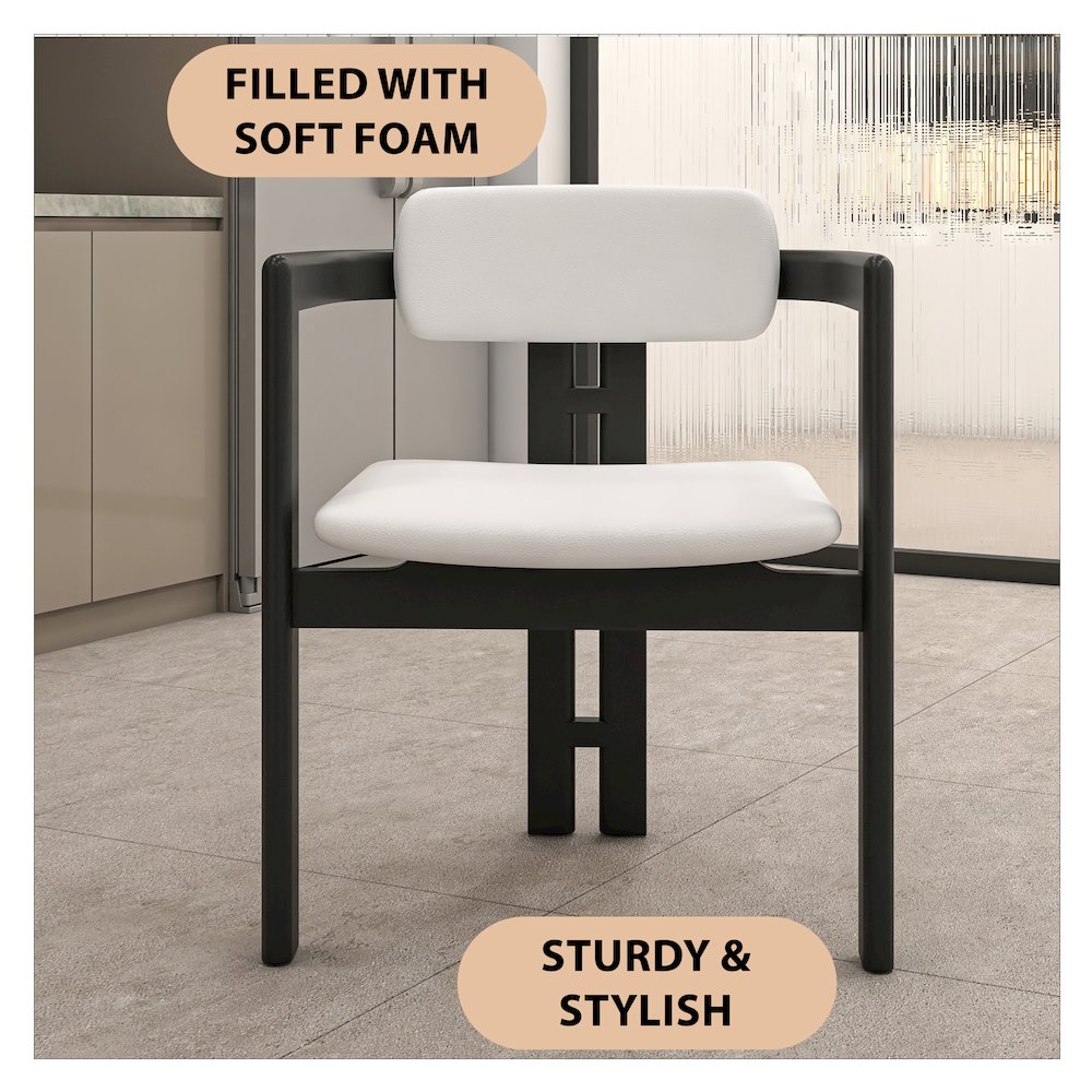 Velo Series Modern Dining Cha...Black Wood with Off White Seat Set of 4