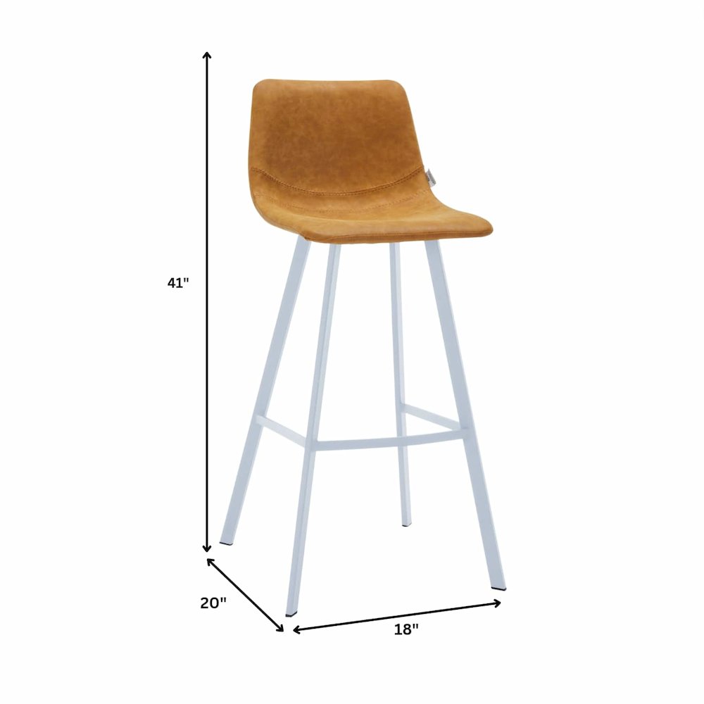 Elland - Bar stool - Light Brown - White Base Set of 2