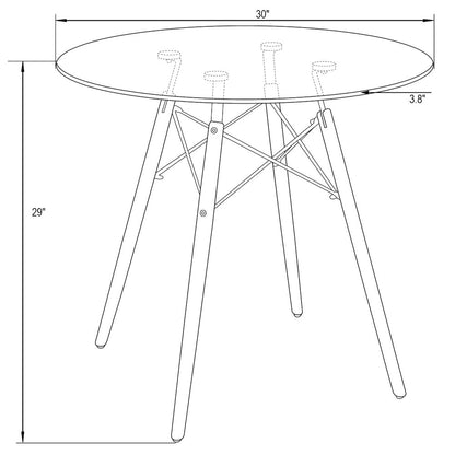 Dover 3-Piece Dining Set with Round Clear Glass Top Bistro Table in Black