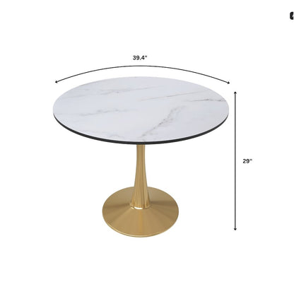 Bristol 40" round dining table Gold Base With White Top