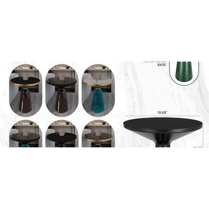 Tully Collection Glass side Table Green glass, Black Rim with Black Glass top