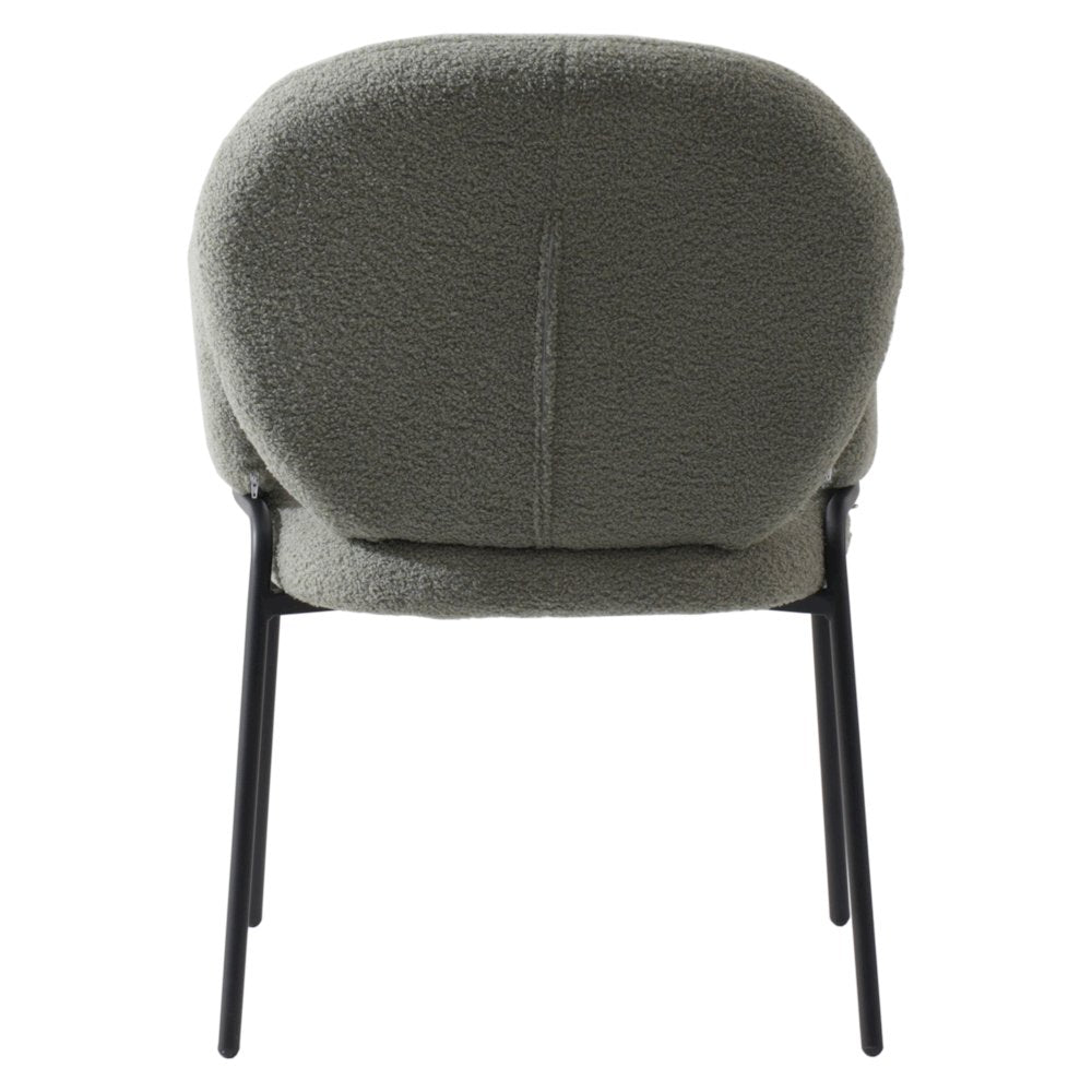 Celestial Series Boucle Dining Arm Chair, Black Frame with Green Fabric