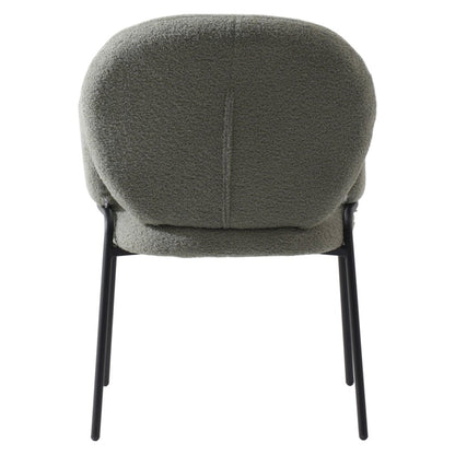 Celestial Series Boucle Dining Arm Chair, Black Frame with Green Fabric
