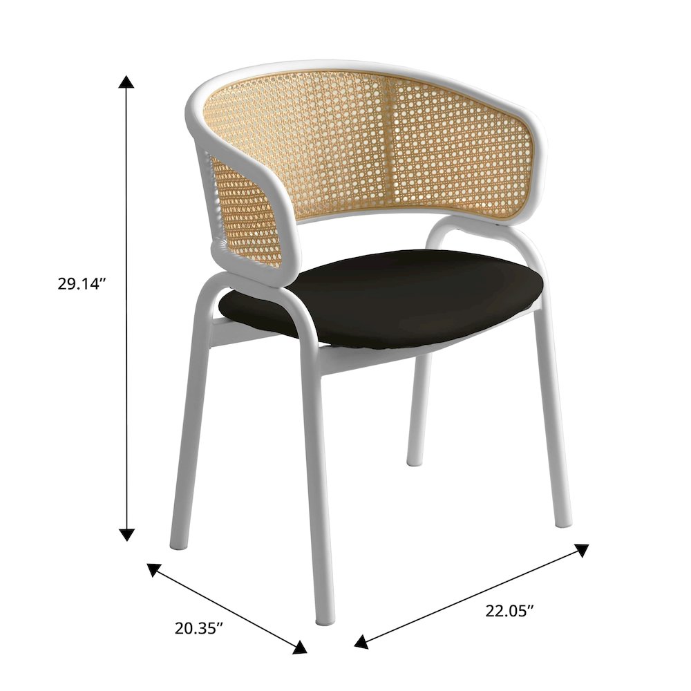 Ervilla - Dining Chair - White frame in Black Leather Set of 4