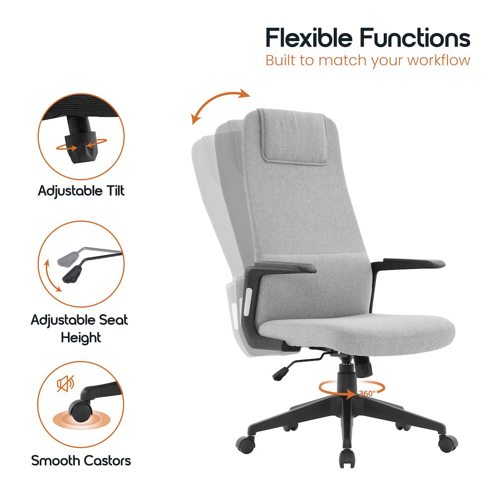 Nexa Collection Modern Office Chair In Grey Fabric