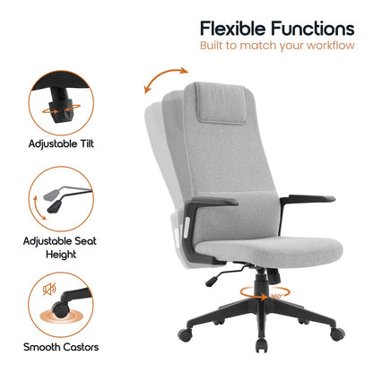 Nexa Collection Modern Office Chair In Grey Fabric