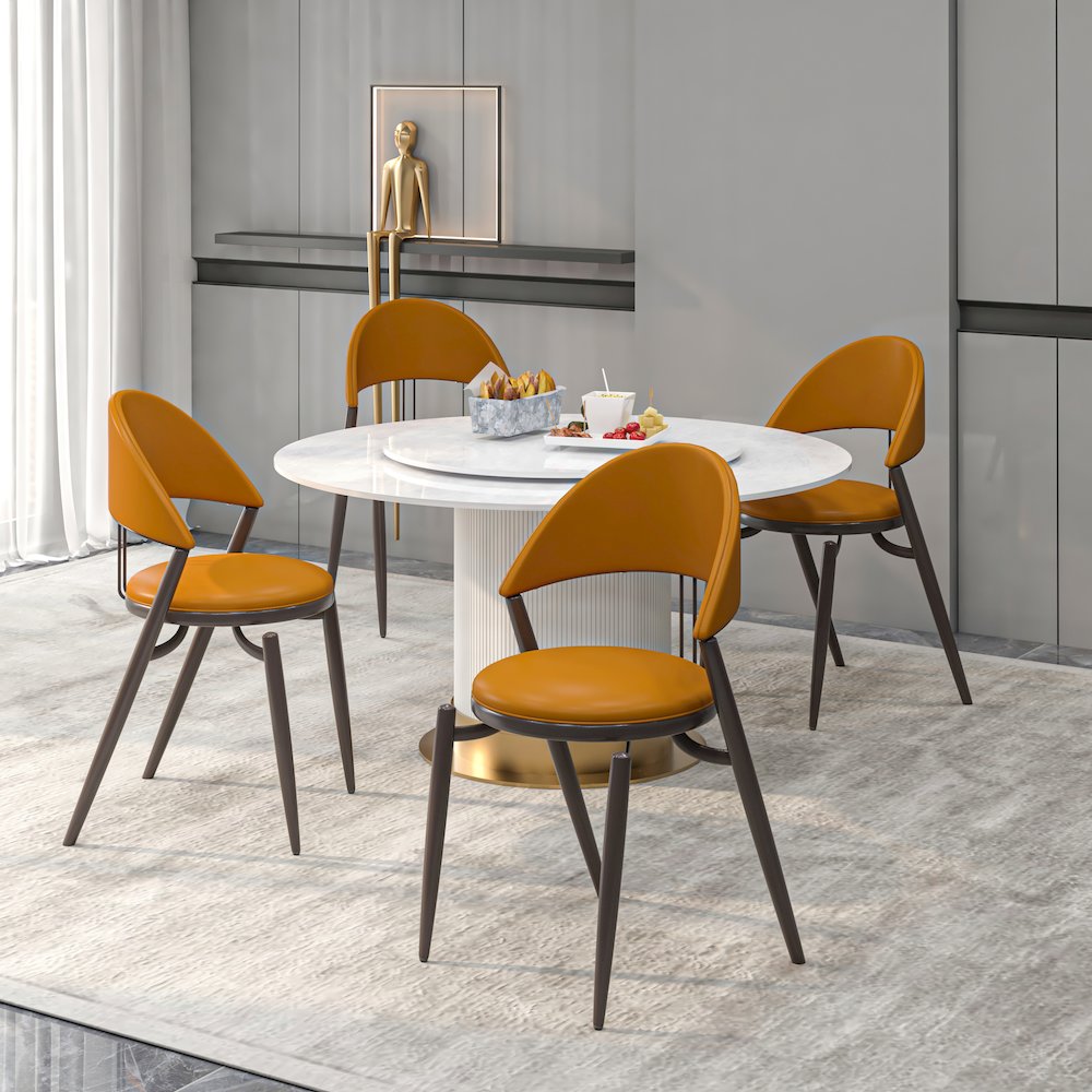 Venice Collection Modern Dining Chair In Black set of 4 in Light Brown