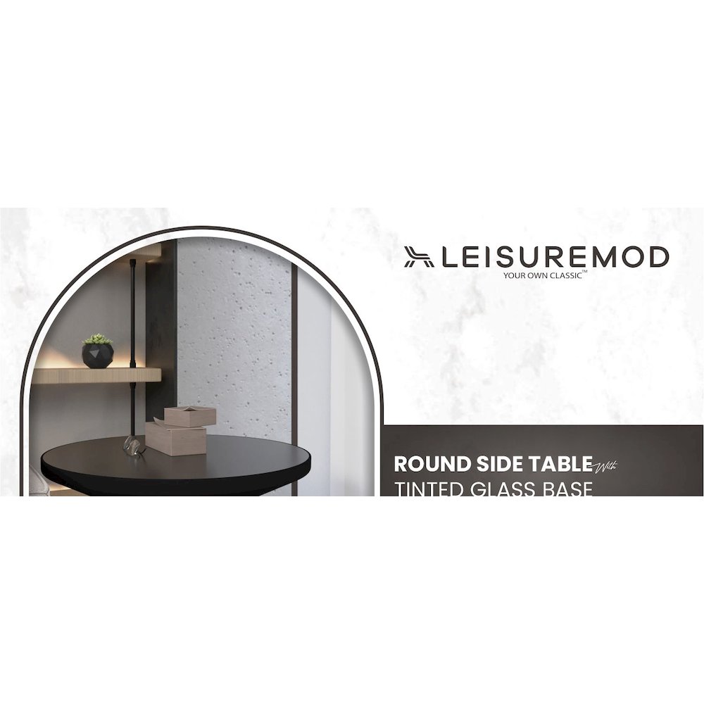 Tully Collection Glass side Table Grey glass, Black Rim with Black Glass top