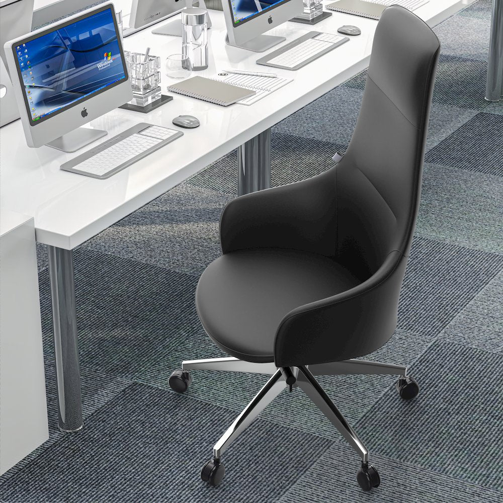 Celeste Series Tall Office Chair in Black Leather