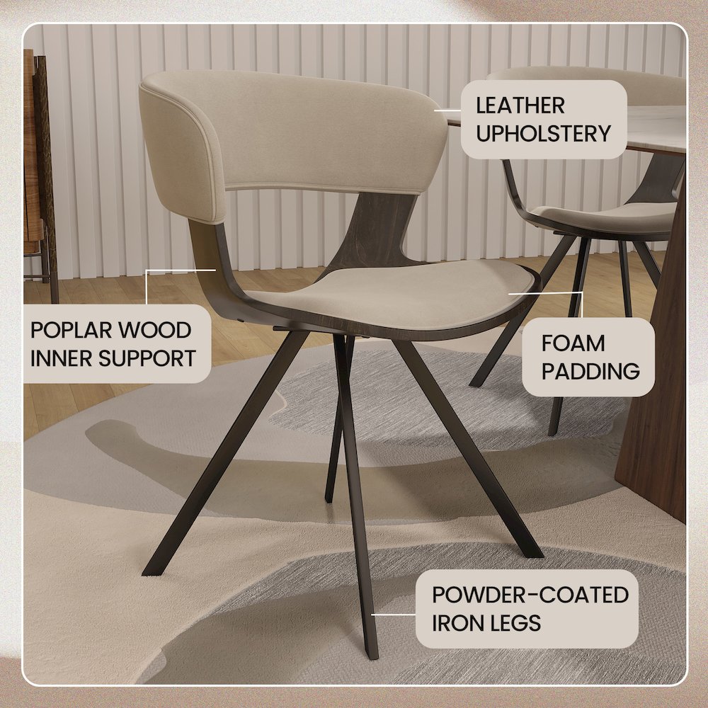 Wooden Dining Chair in Light Taupe
