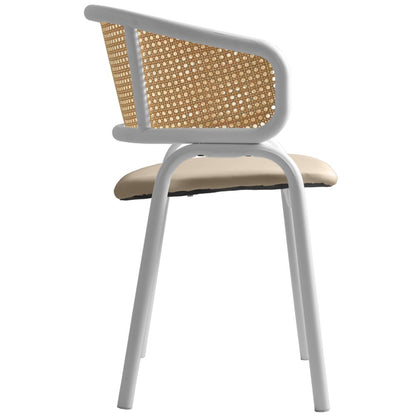Ervilla - Dining Chair - White frame in Taupe Leather