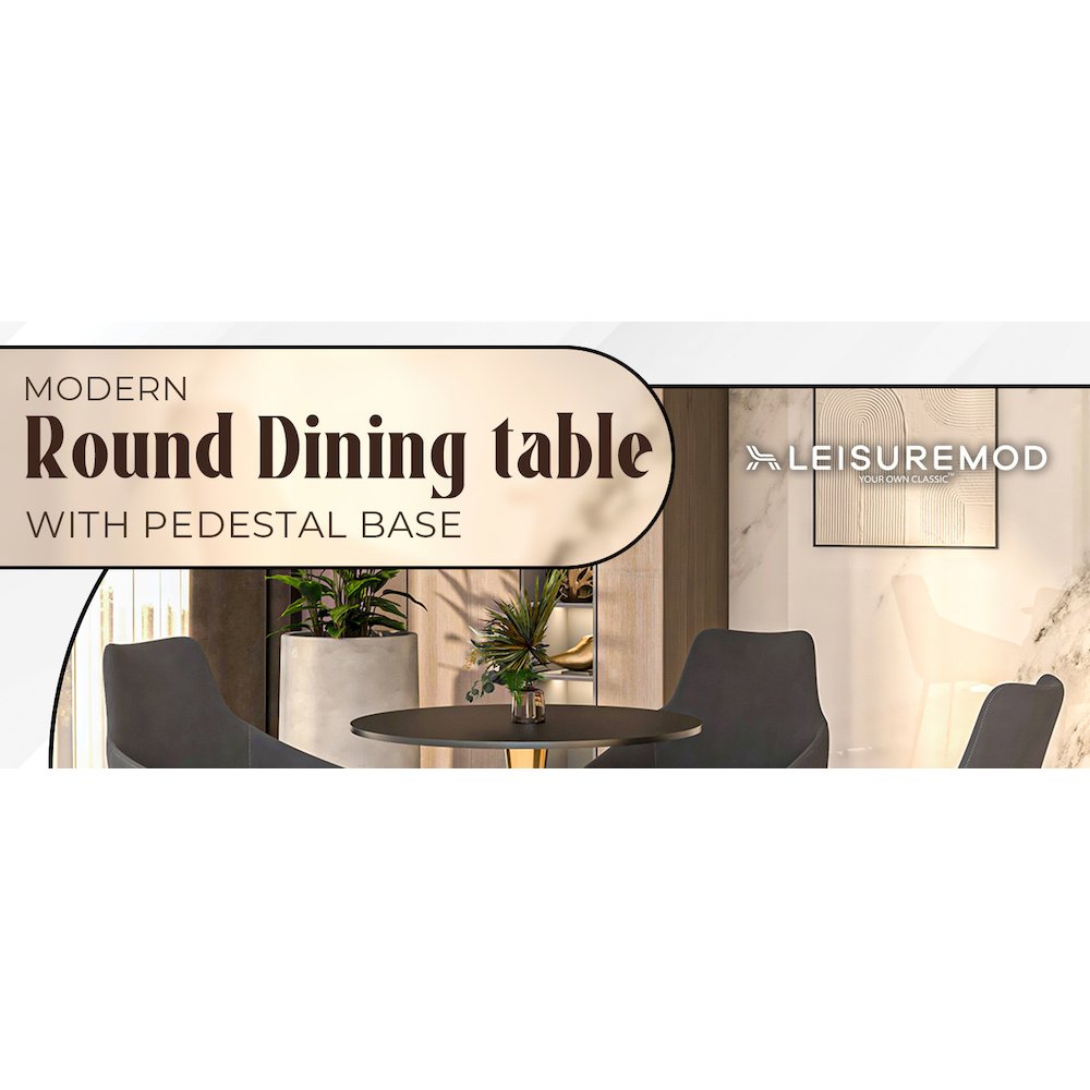 Bristol 27" round dining table Gold Base With Black Top