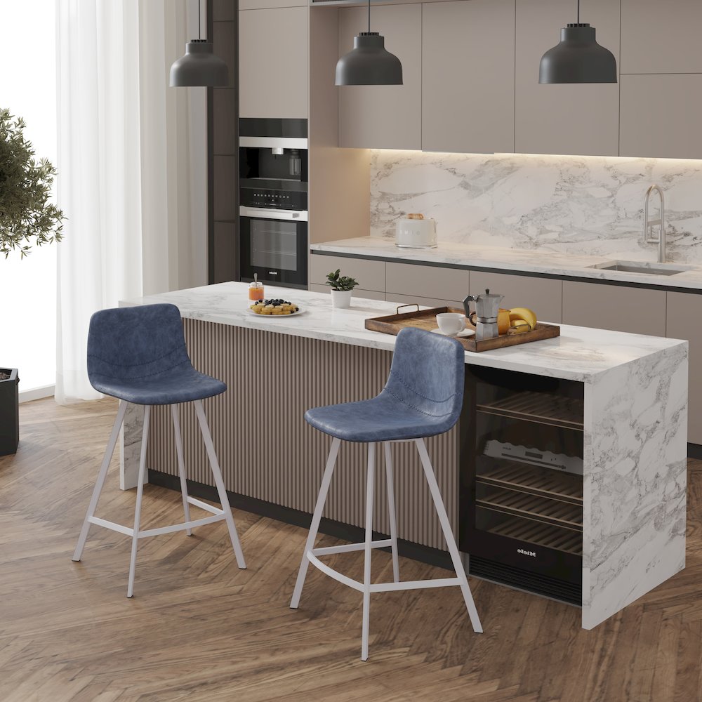 Elland - Counter stool - Peacock Blue - White Base
