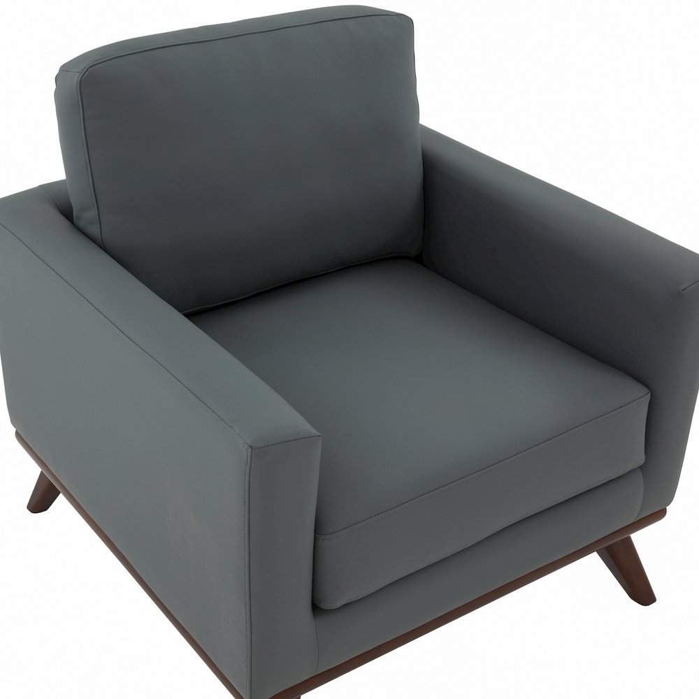 Chester Modern Leather Accent Arm Chair With Birch Wood Base