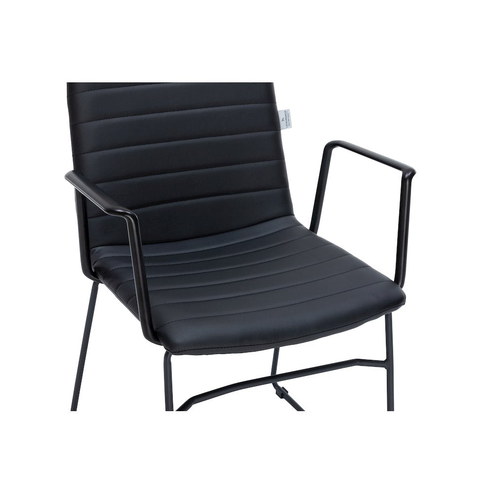 Zylar Series Office Guest Arm Chair in Black Leather