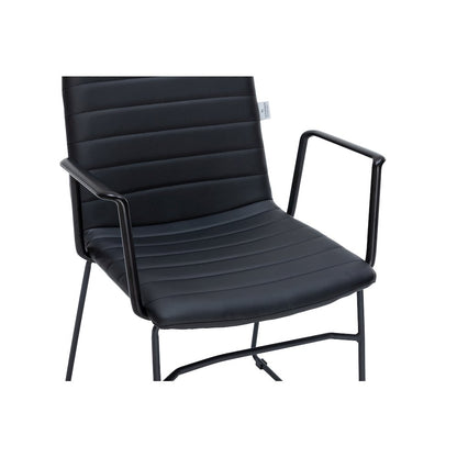 Zylar Series Office Guest Arm Chair in Black Leather