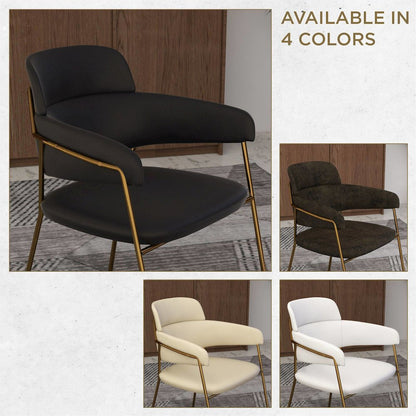 Axis Collection Modern Gold Dining Chair in Black - Set of 2