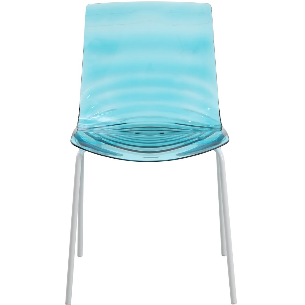 Astor Water Ripple Design Dining Chair in White Base Trans Blue Seat Set of 2