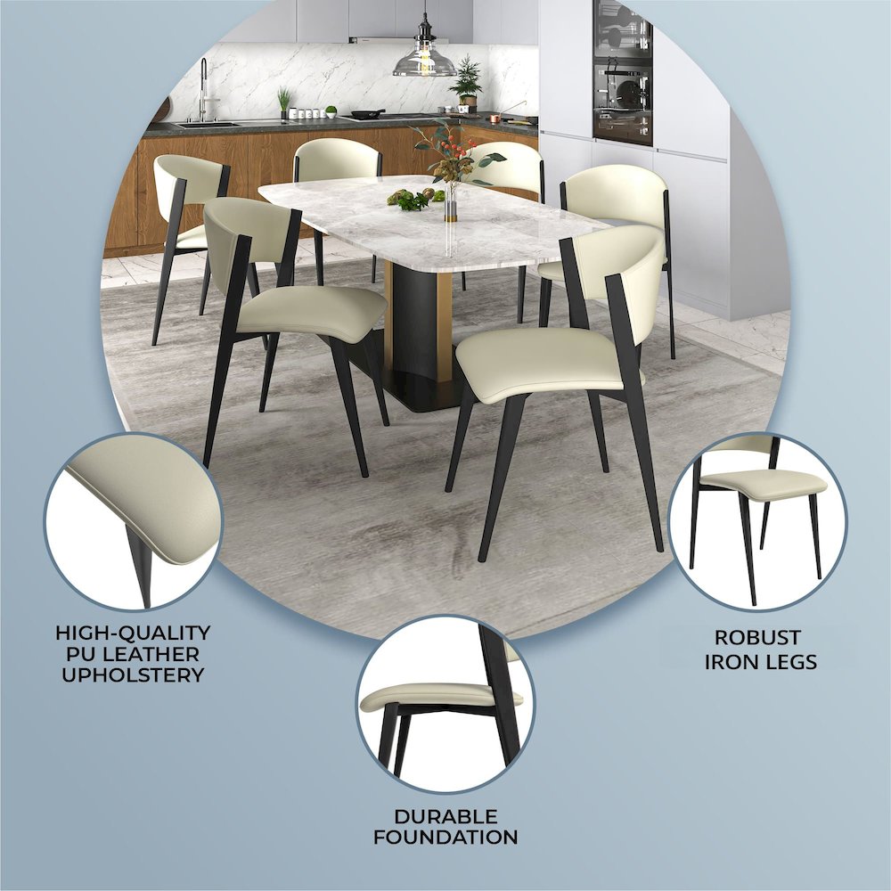 Aspen Collection Modern Dining Chair Black Frame in Light Grey