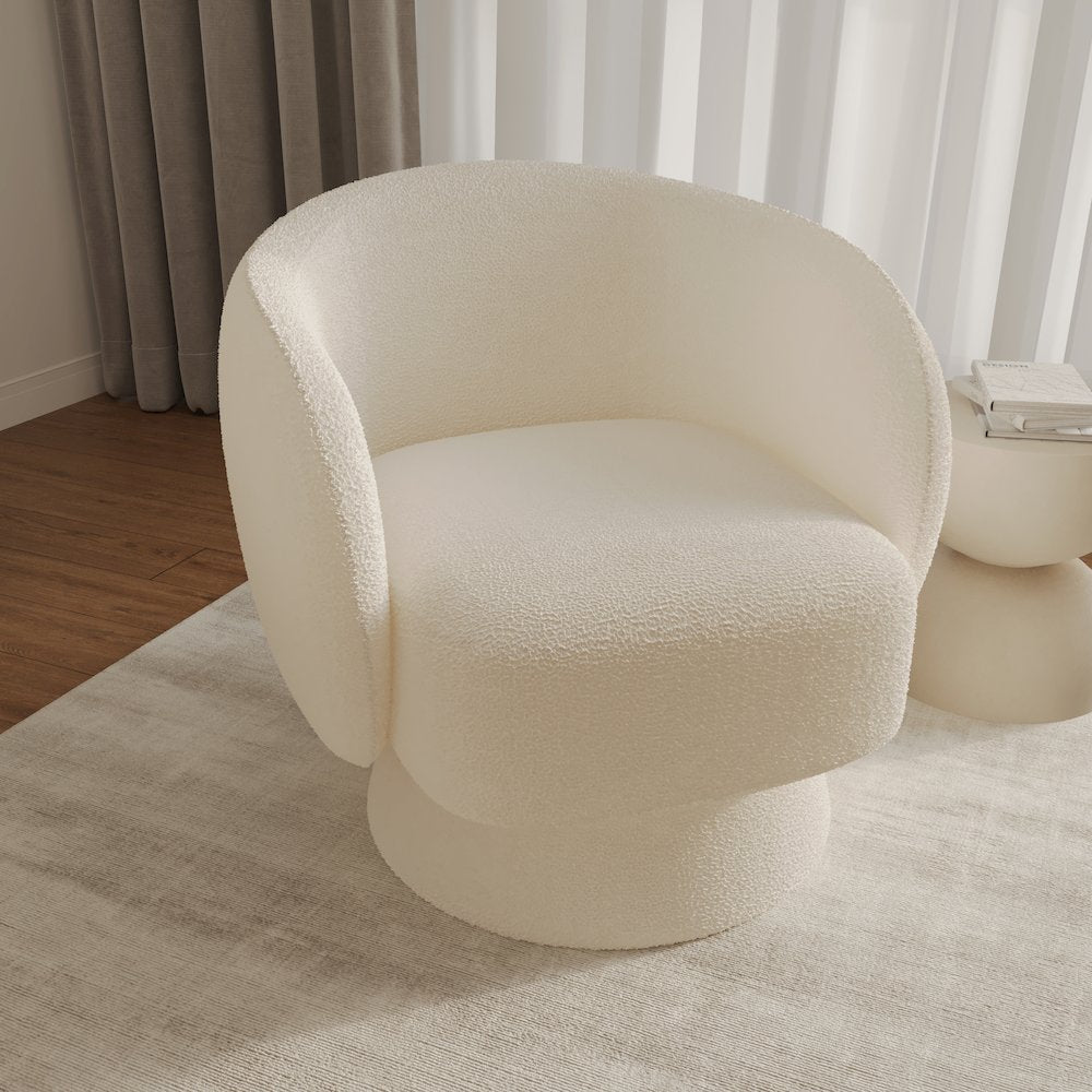Raze Collection Modern Accent Chair in White Boucle