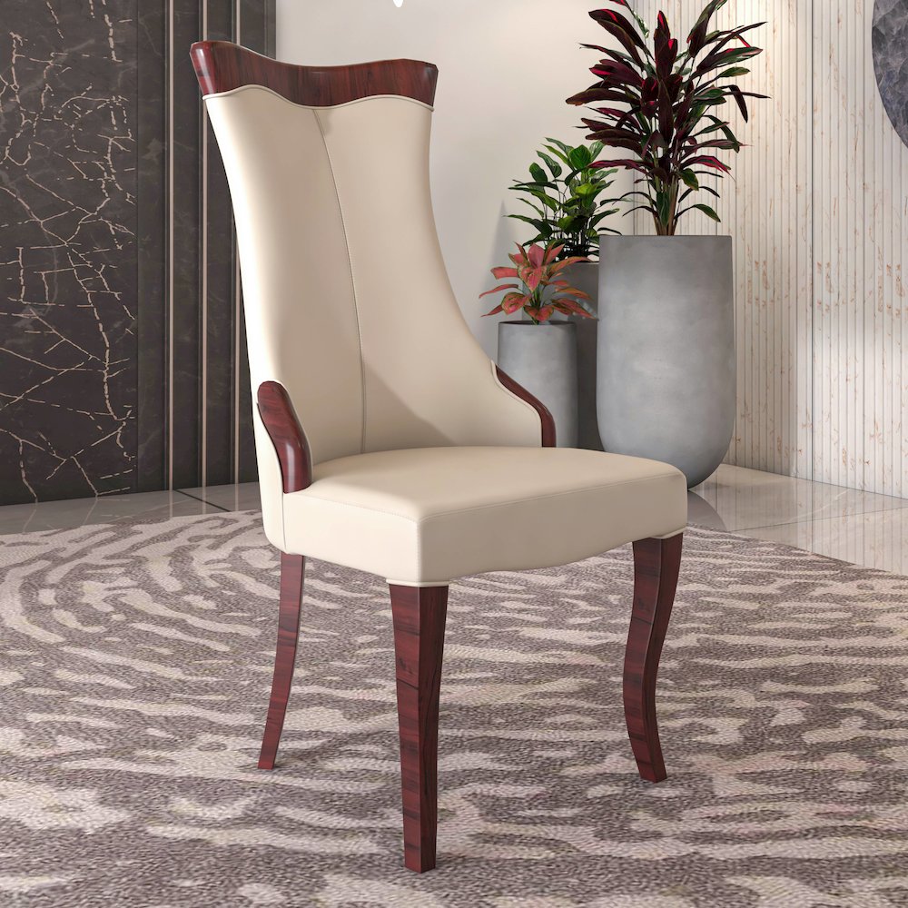 Novara Collection Modern Wooden Dining Chair in Light Toupe Set of 2