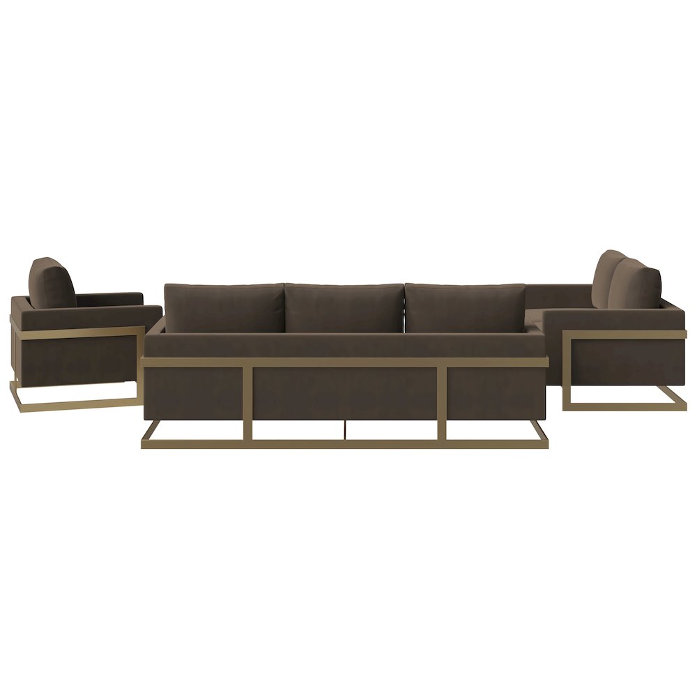 Lincoln 3-Piece Velvet Living Room Sofa Set With Gold Frame