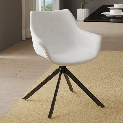 Markley Modern Leather Dining Swival Arm Chair in Light Grey