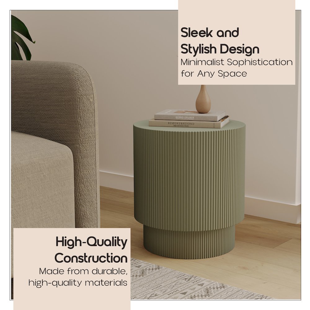 Eden Collection Fiberglass Outdoor Side Table in Olive Green
