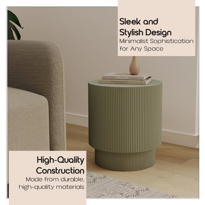 Eden Collection Fiberglass Outdoor Side Table in Olive Green