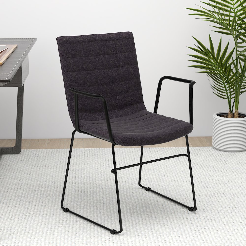 Zylar Series Office Guest Arm Chair in Brown Fabric