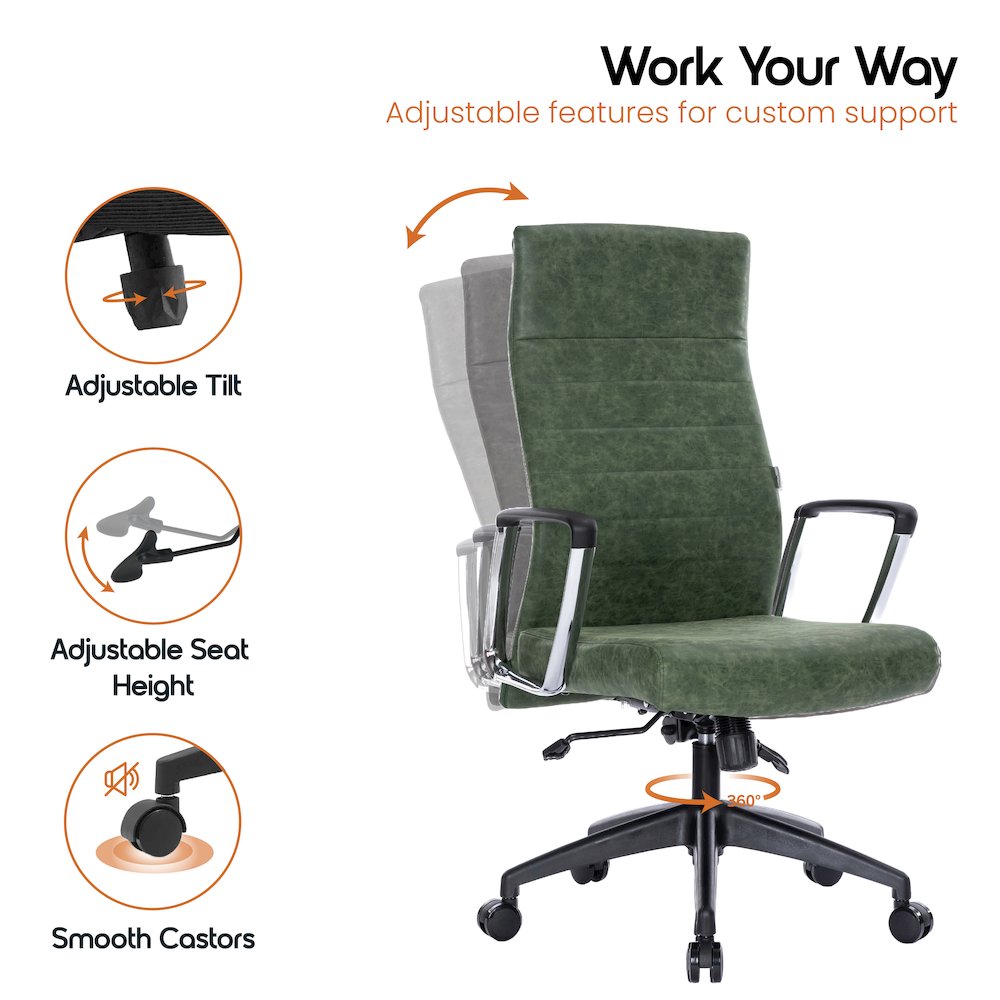 Hilton Leather Office Chair in Green
