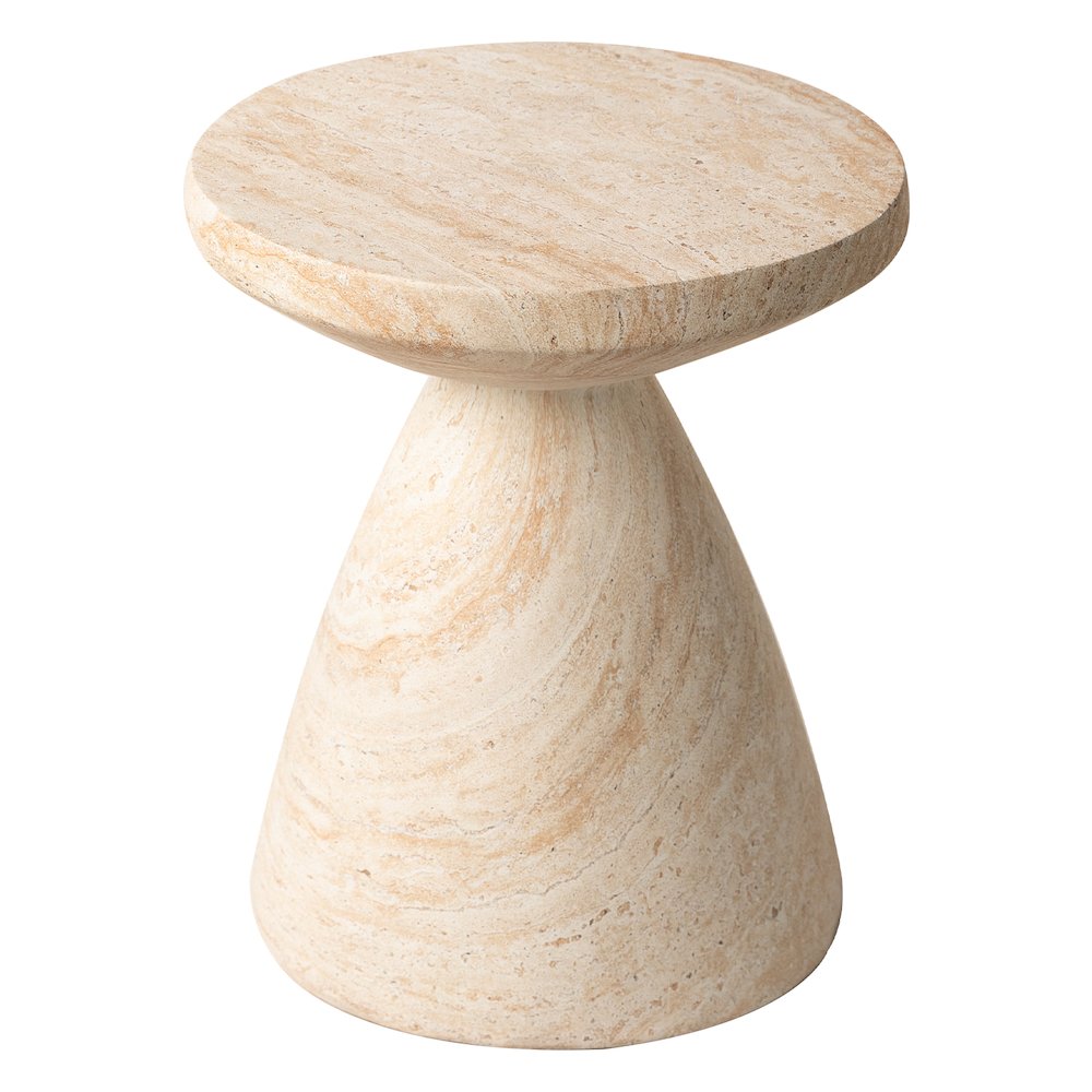 Dune Collection Fiberglass Outdoor Side Table in Travertine