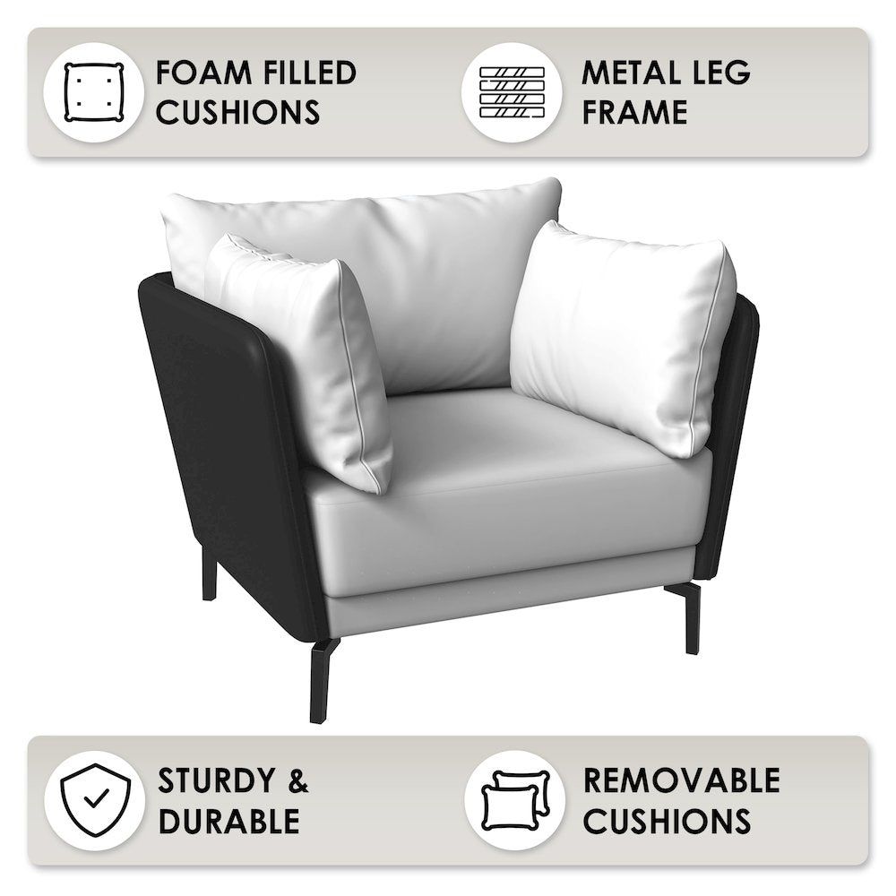 Luxify Collection Single Seater Sofa in Black/Grey