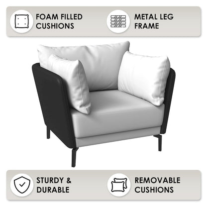 Luxify Collection Single Seater Sofa in Black/Grey