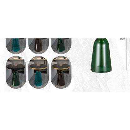 Tully Collection Glass side Table Green glass, Gold Rim with Black Glass top